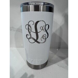 Yeti Rambler wi/ Monogram "PLS" 20oz Travel Mug w/ MagSlider Lid Stainless Steel